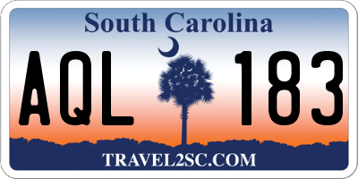 SC license plate AQL183