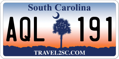 SC license plate AQL191