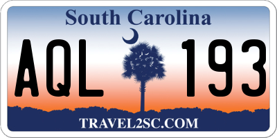 SC license plate AQL193