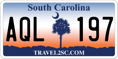 SC license plate AQL197