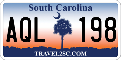SC license plate AQL198