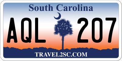 SC license plate AQL207