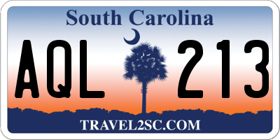SC license plate AQL213