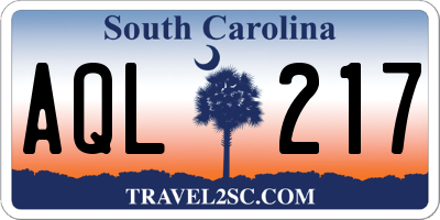 SC license plate AQL217
