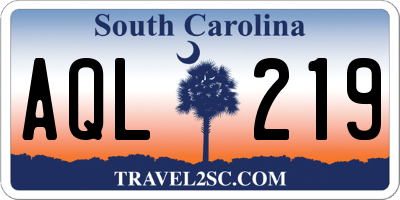 SC license plate AQL219