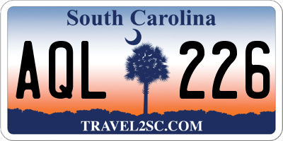 SC license plate AQL226