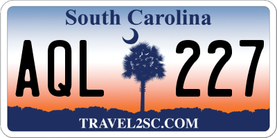 SC license plate AQL227