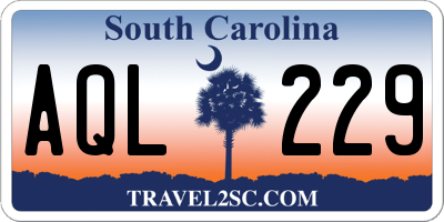 SC license plate AQL229