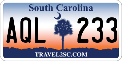 SC license plate AQL233
