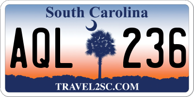 SC license plate AQL236