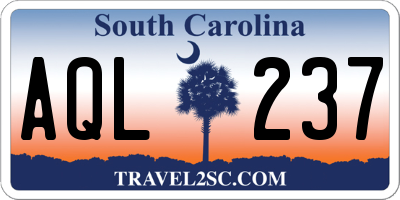 SC license plate AQL237