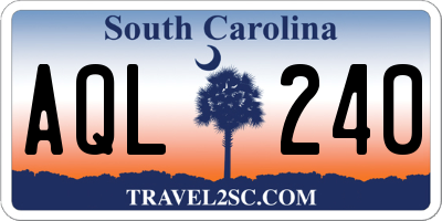 SC license plate AQL240