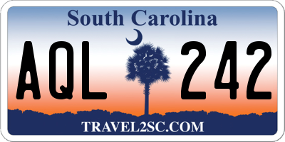 SC license plate AQL242