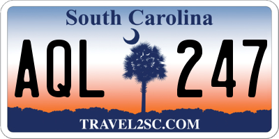 SC license plate AQL247