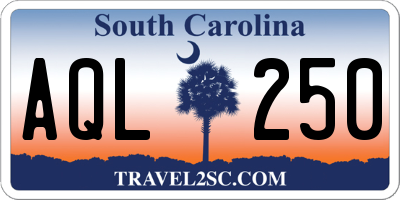 SC license plate AQL250