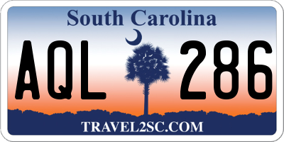 SC license plate AQL286