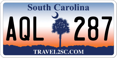 SC license plate AQL287