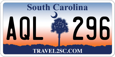 SC license plate AQL296