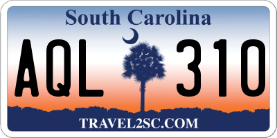 SC license plate AQL310