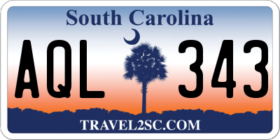 SC license plate AQL343