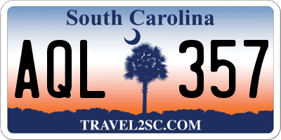 SC license plate AQL357