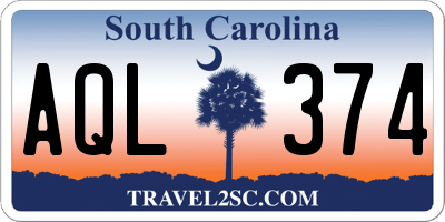 SC license plate AQL374