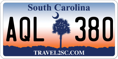 SC license plate AQL380