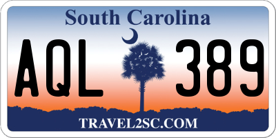 SC license plate AQL389