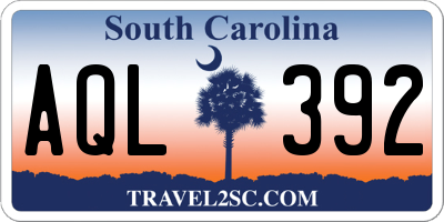 SC license plate AQL392