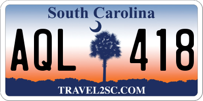 SC license plate AQL418