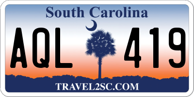 SC license plate AQL419