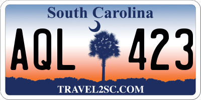 SC license plate AQL423