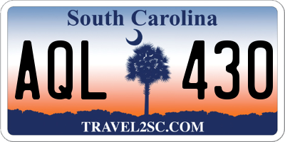 SC license plate AQL430