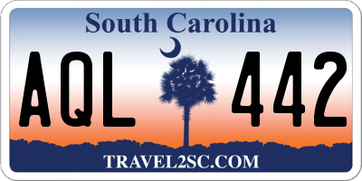 SC license plate AQL442