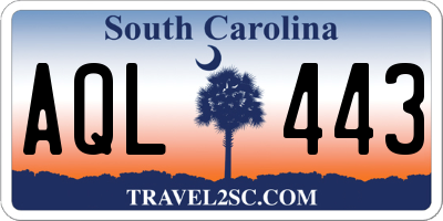 SC license plate AQL443