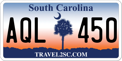 SC license plate AQL450