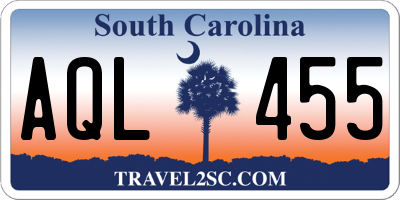 SC license plate AQL455
