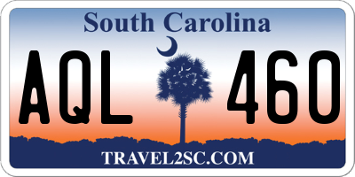 SC license plate AQL460