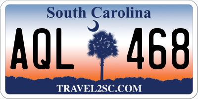 SC license plate AQL468