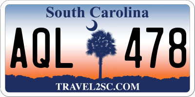 SC license plate AQL478
