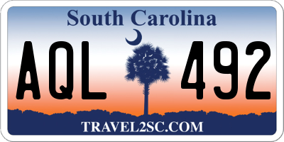 SC license plate AQL492