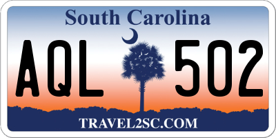 SC license plate AQL502