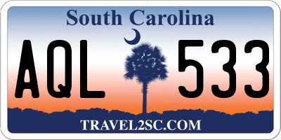 SC license plate AQL533