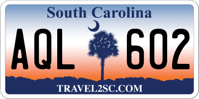 SC license plate AQL602