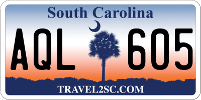 SC license plate AQL605