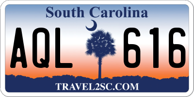 SC license plate AQL616