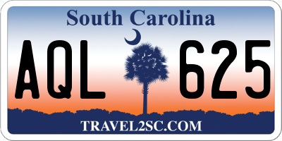 SC license plate AQL625