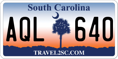 SC license plate AQL640