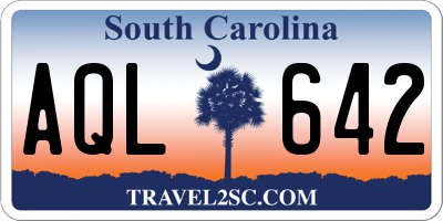 SC license plate AQL642