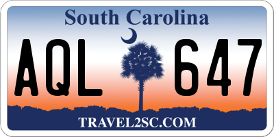 SC license plate AQL647